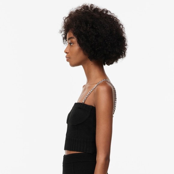 Zara Limited Edition A/W Collection Wool Alpaca Blend Bustier Tank w Chains S - Picture 3 of 9
